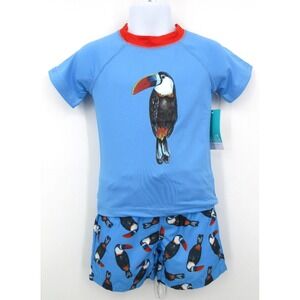 UPF 50+ OUTDOOR OASIS SWIM TRUNKS WITH RASH GUARD‎ Infant Boy 18 Mo Blue Parrot